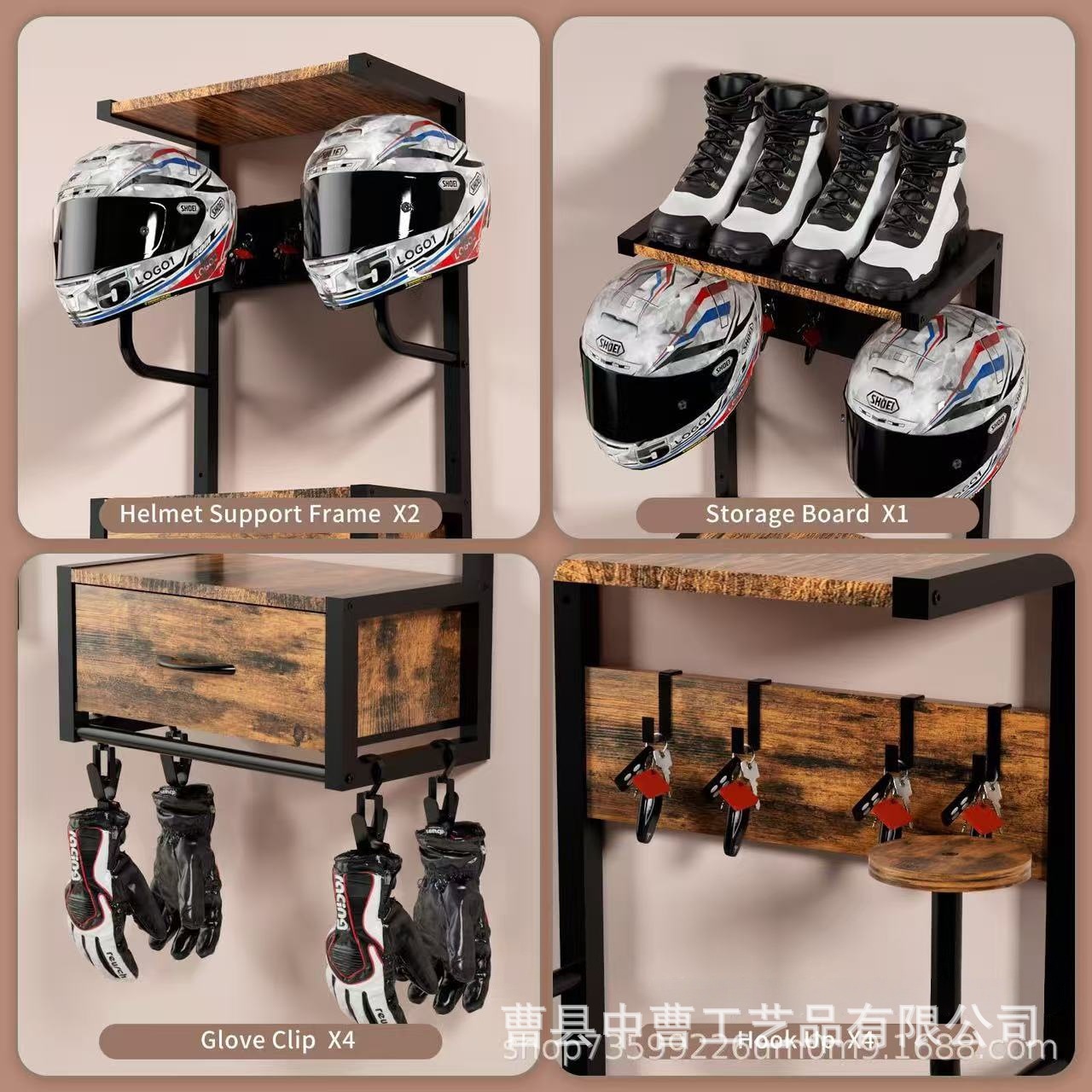 Uchwyt ścienny na kask z drewn – Motorcycle Gear Garage Storage recenzja i cena